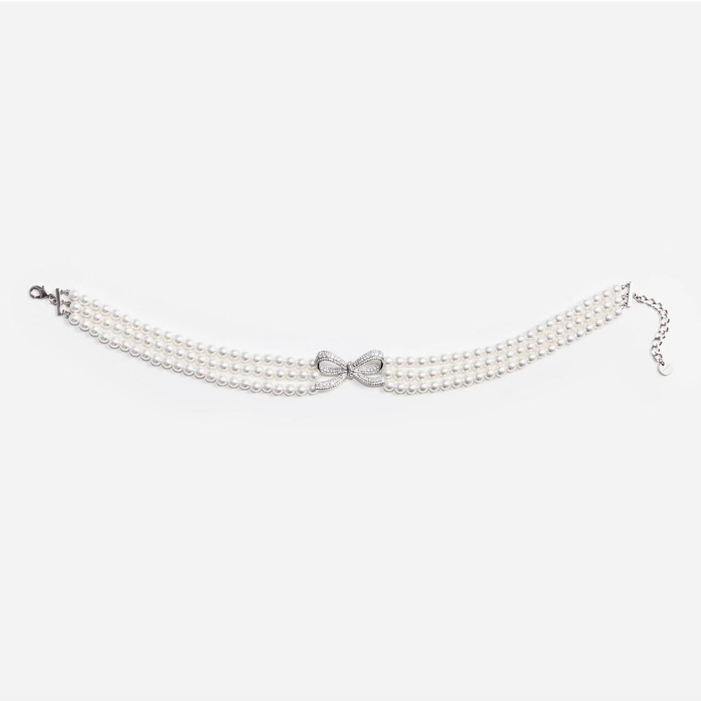 Self-Portrait Silver and White Pearl Necklace